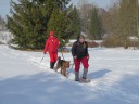 nácvik chůze za sněžnicemi